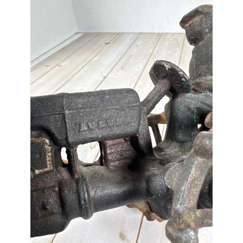 Vintage Auburn Cast Iron Tractor Toy Driver Rustic Farm Decor 7 inch Black Rust